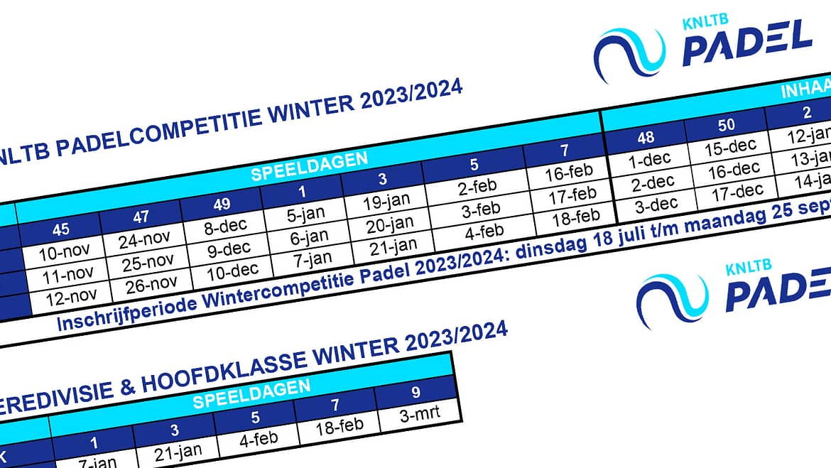 Inschrijven winter padelcompetitie 2023