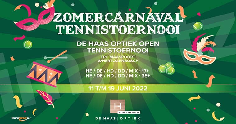Tennistoernooi De Haas Optiek Open Wedstrijd planning bekend!